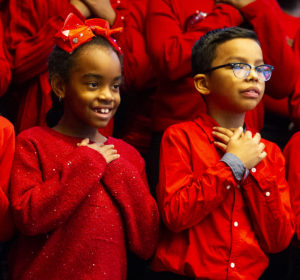 Students singing together